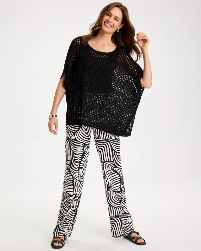Open-Stitch Sweater Poncho - image 2